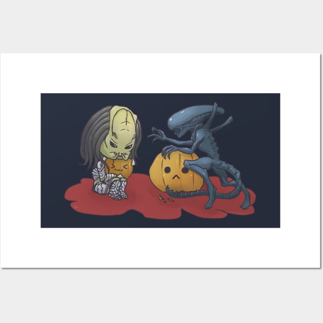 Alien vs Predator Halloween Edition Wall Art by kheprinmatu